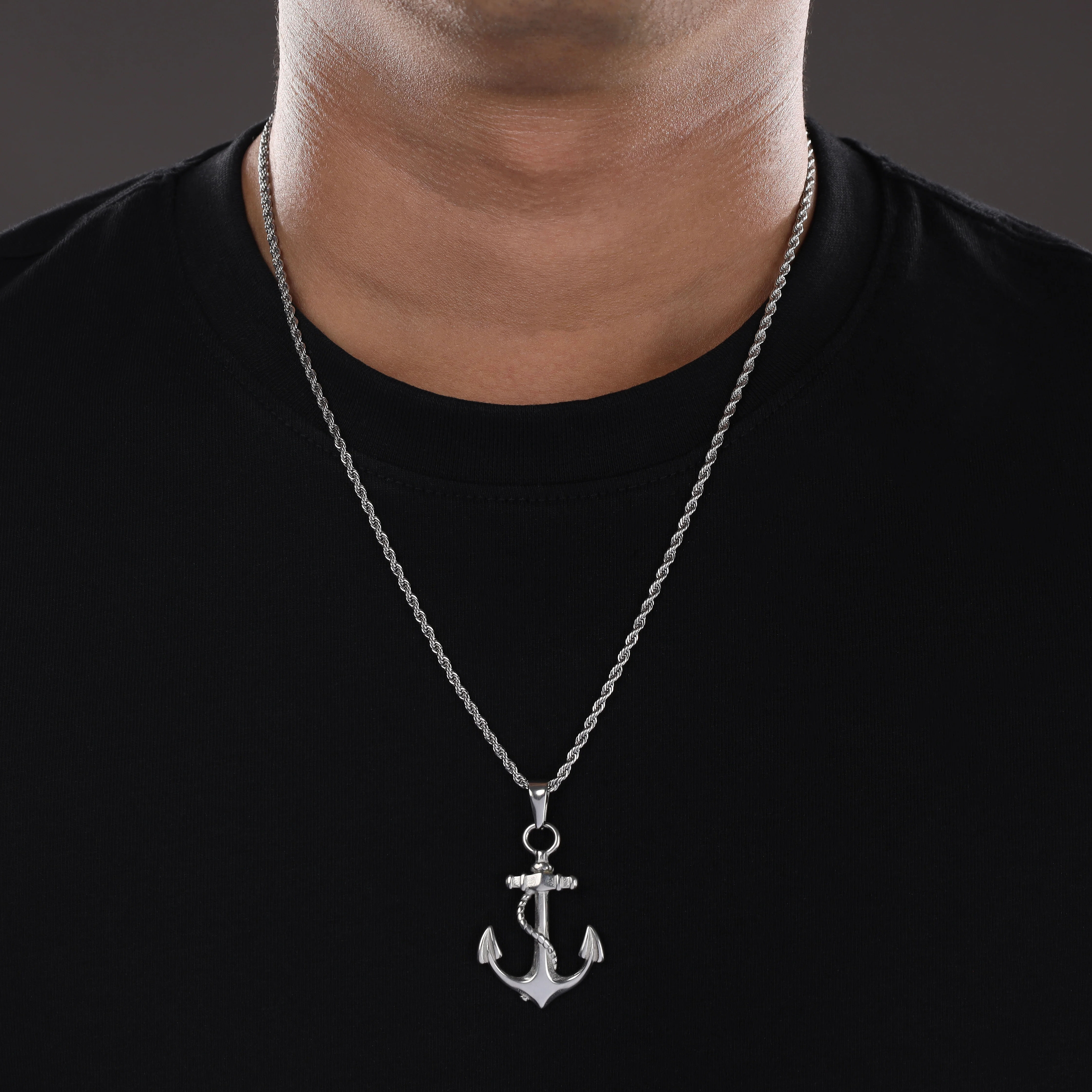 Set Kordelkette Rope Chain mit Anker Anhänger aus Edelstahl - Image 3