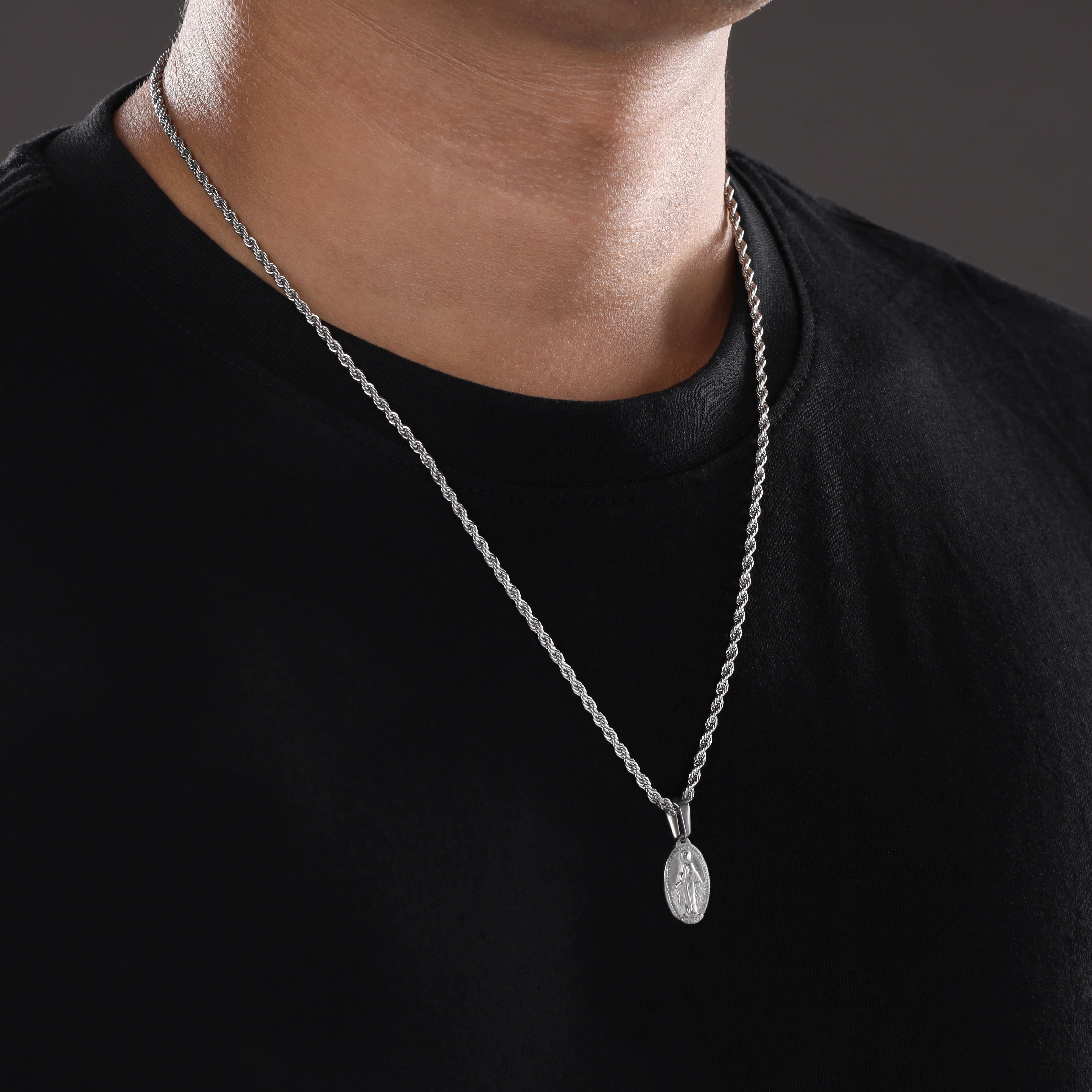 Set Kordelkette Rope Chain mit heilige Maria Anhänger aus Edelstahl - Image 4