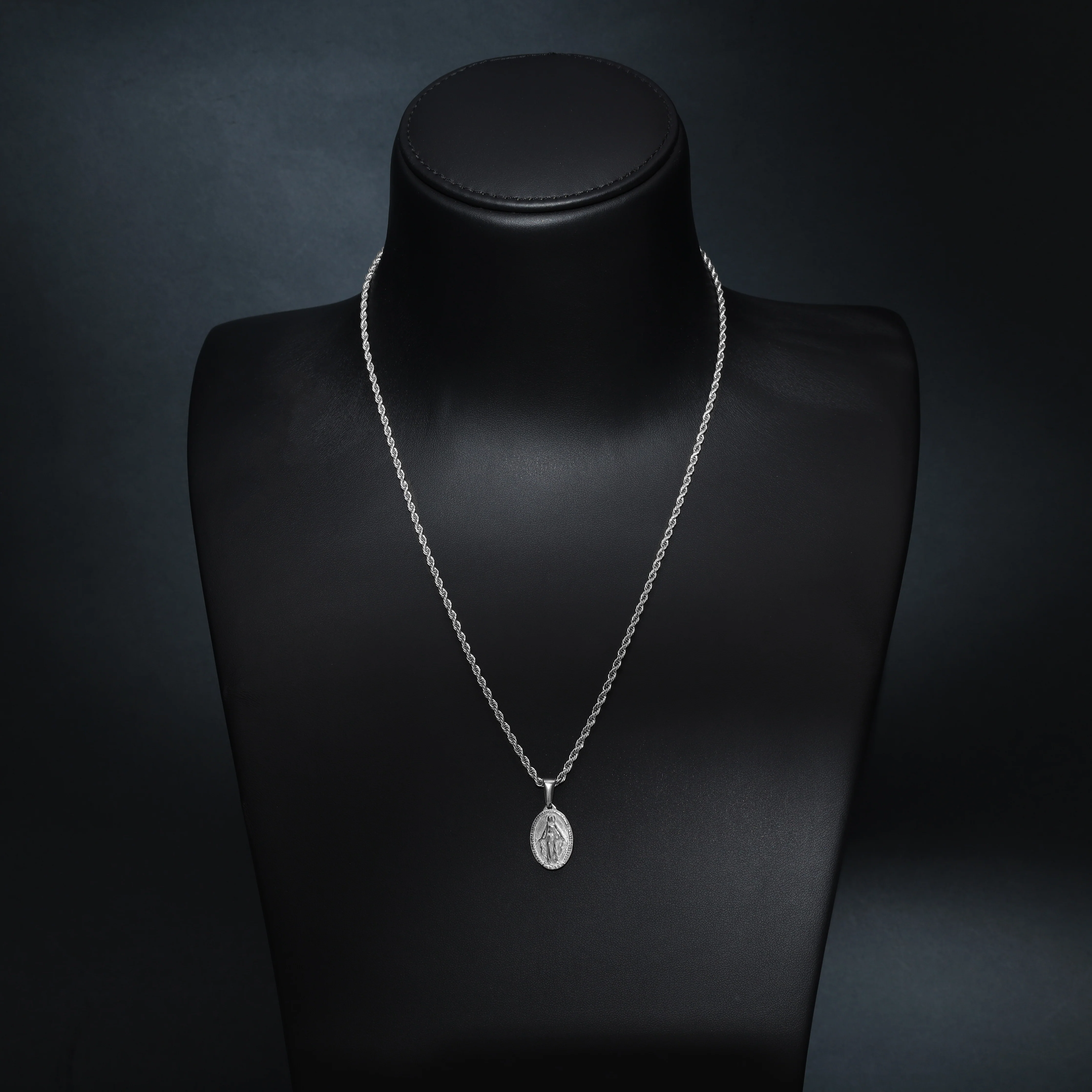 Set Kordelkette Rope Chain mit heilige Maria Anhänger aus Edelstahl - Image 5