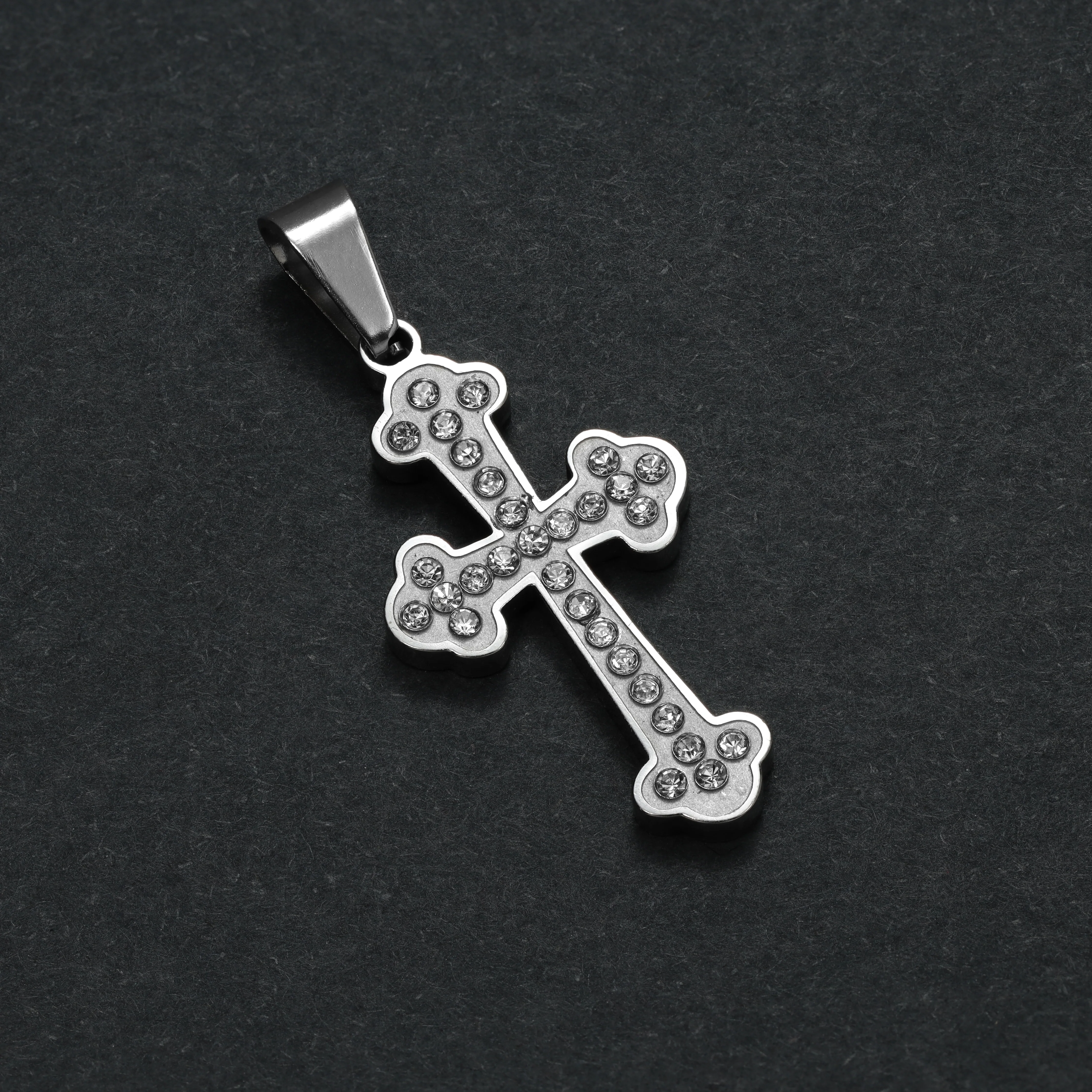 Set Kordelkette Rope Chain mit Iced Out Stil Kreuz Anhänger aus Edelstahl - Image 5