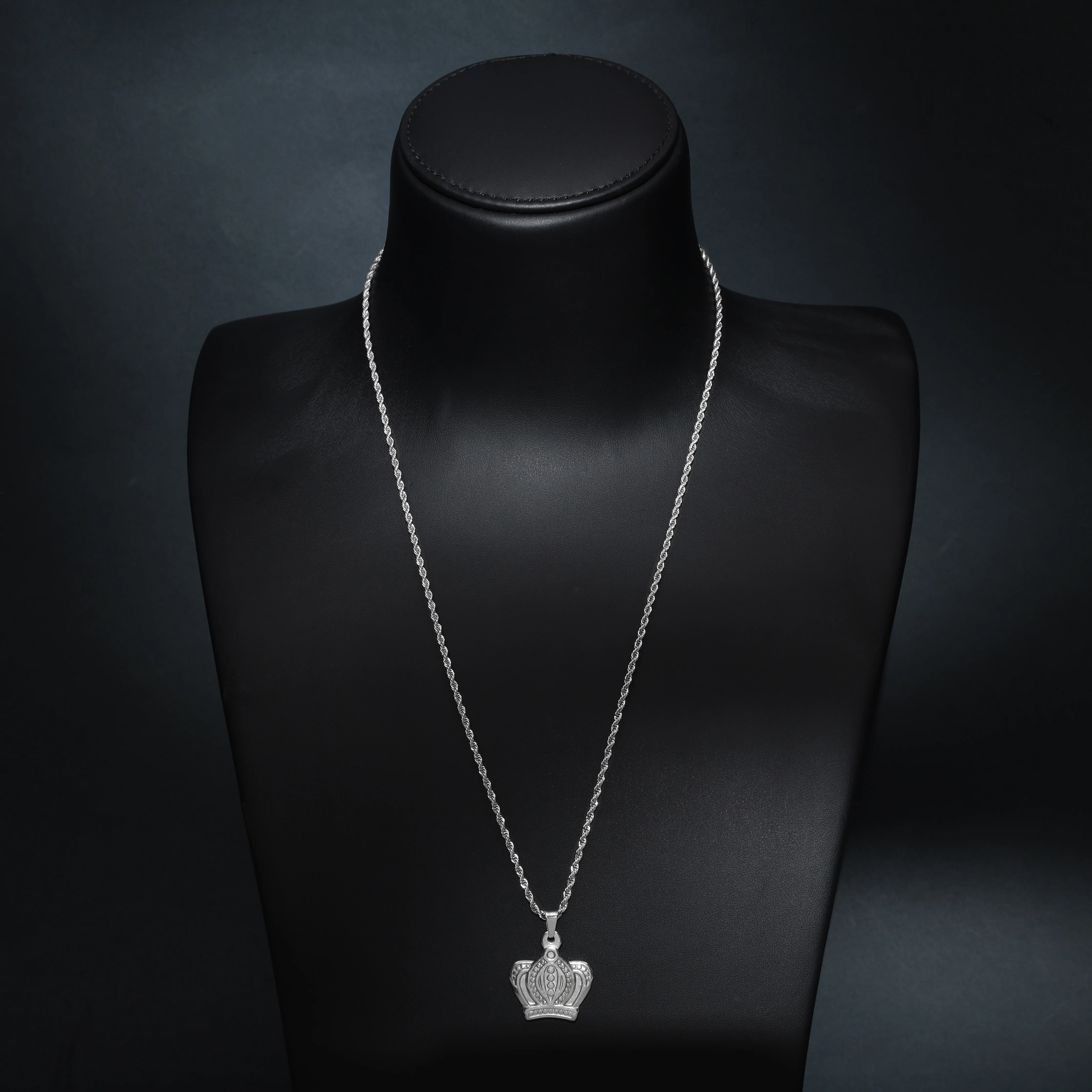 Set Kordelkette Rope Chain mit Krone Anhänger aus Edelstahl - Image 7