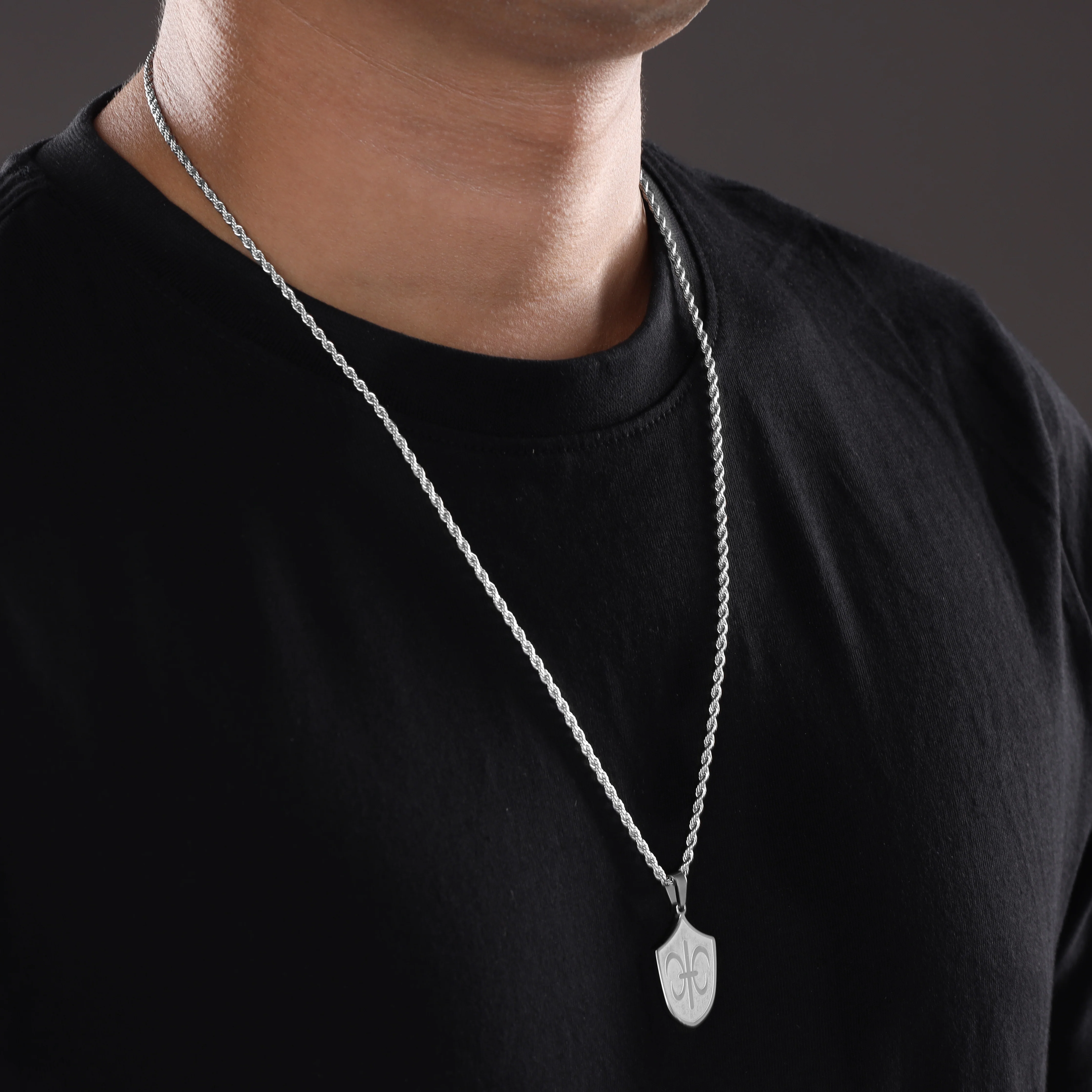 Set Kordelkette Rope Chain mit Lilie Anhänger aus Edelstahl - Image 5