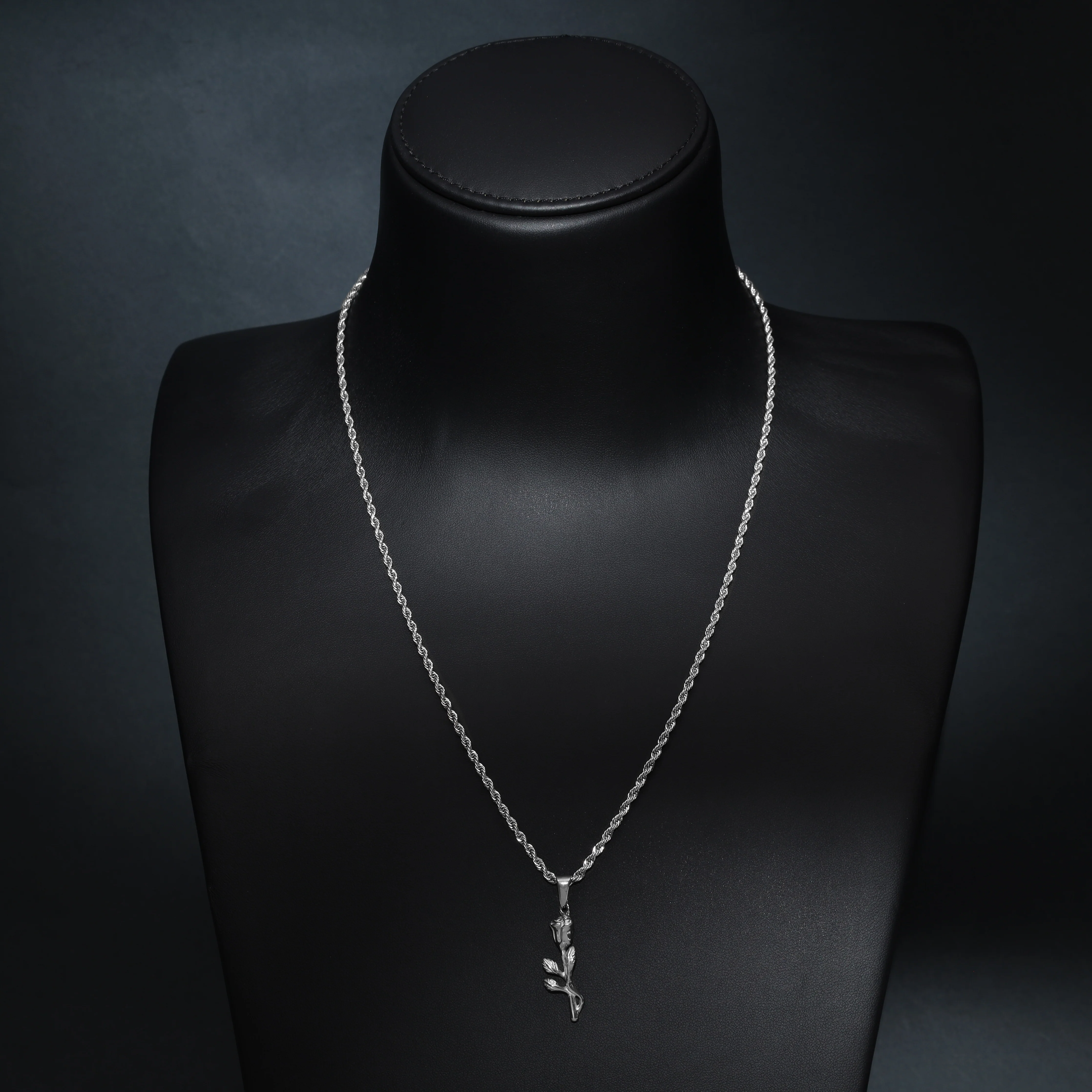 Set Kordelkette Rope Chain mit Rose Anhänger aus Edelstahl - Image 5