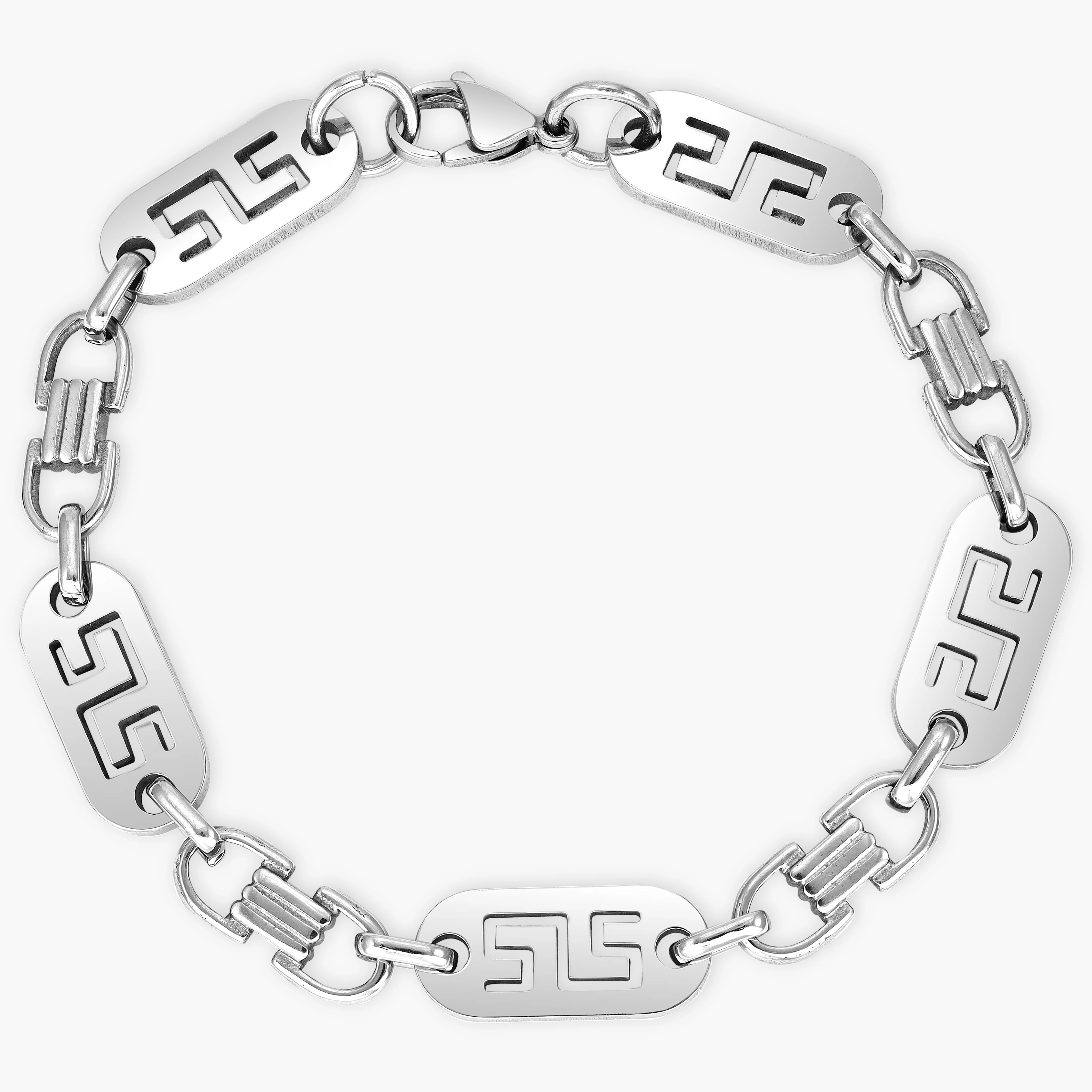 Set Plattenkette Greek Design 10mm breit aus Edelstahl - Image 7